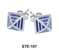 Enamel Pyramid Stud Earrings STE-107